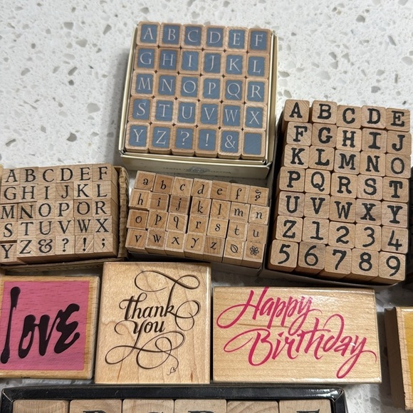 Alphabet and Decorative Stamp Set 5 alphabet 12 misc stamps love thank you snow - Picture 2 of 5
